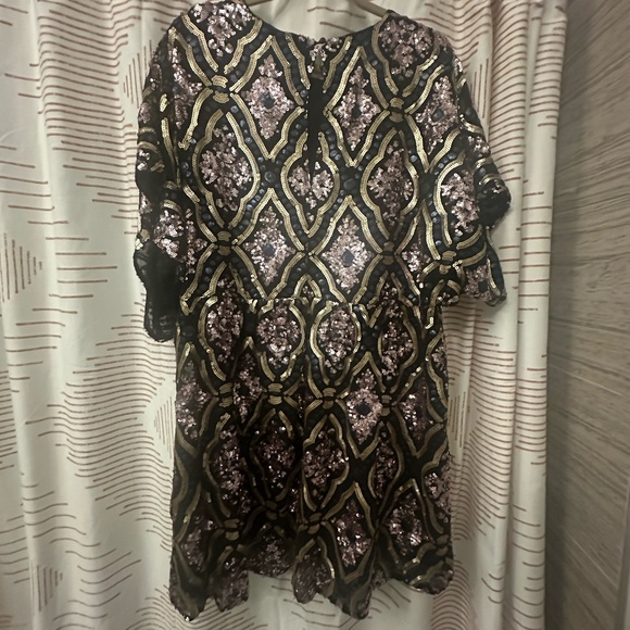 Anthropologie Black and Gold Sequin Mini Dress - Picture 2 of 3